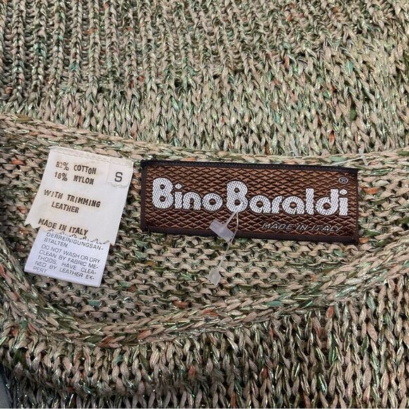 Bino Baraldi VTG 2-Pc Outfit Knit Leather Top + Leather Midi Skirt Green set S - Picture 17 of 17